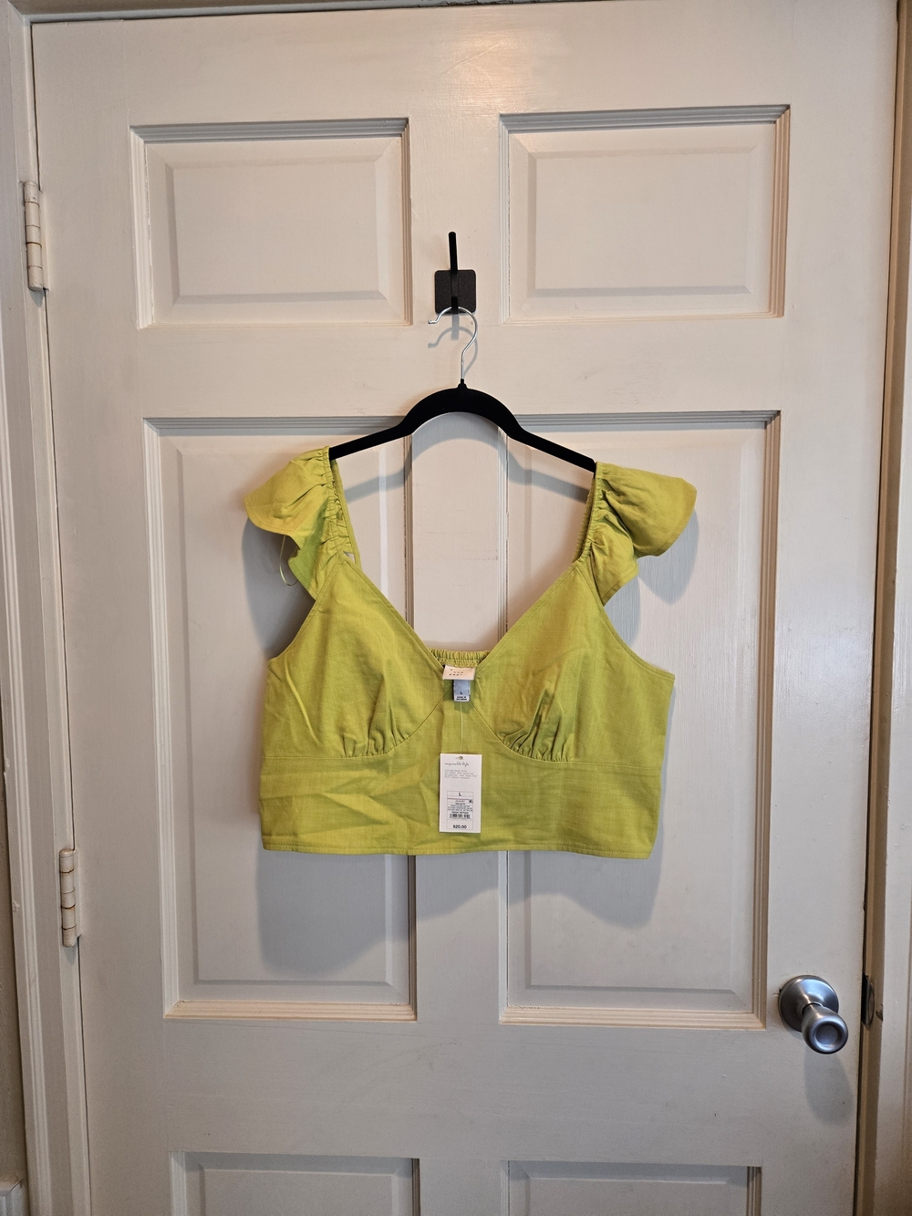 a new day Bright Lime Green Ruffle Strap Crop Top